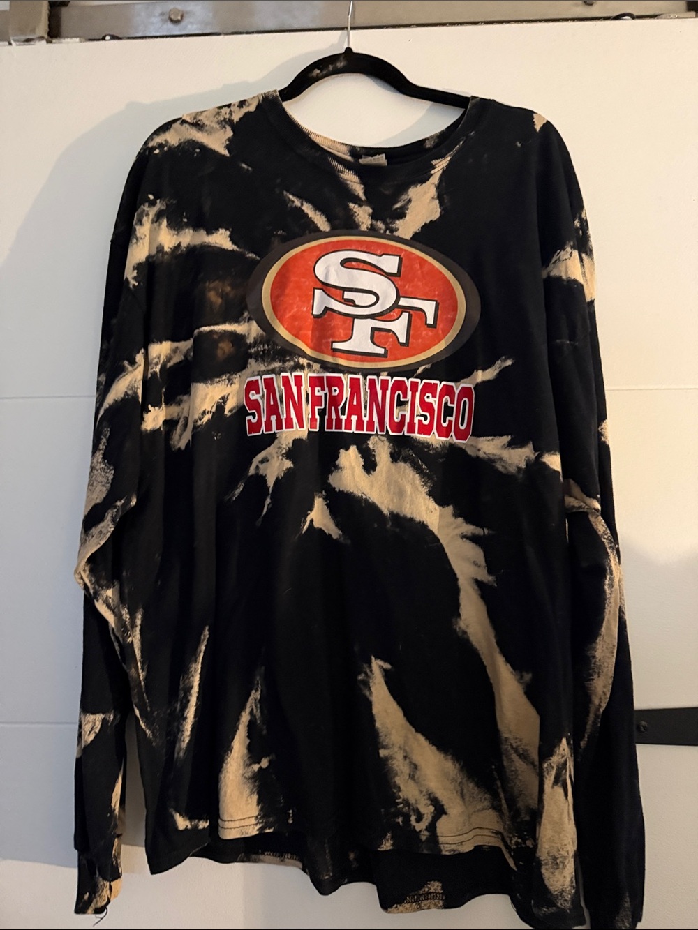 Gildan Black Bleach-Dyed San Francisco 49ers Long Sleeve Tee
